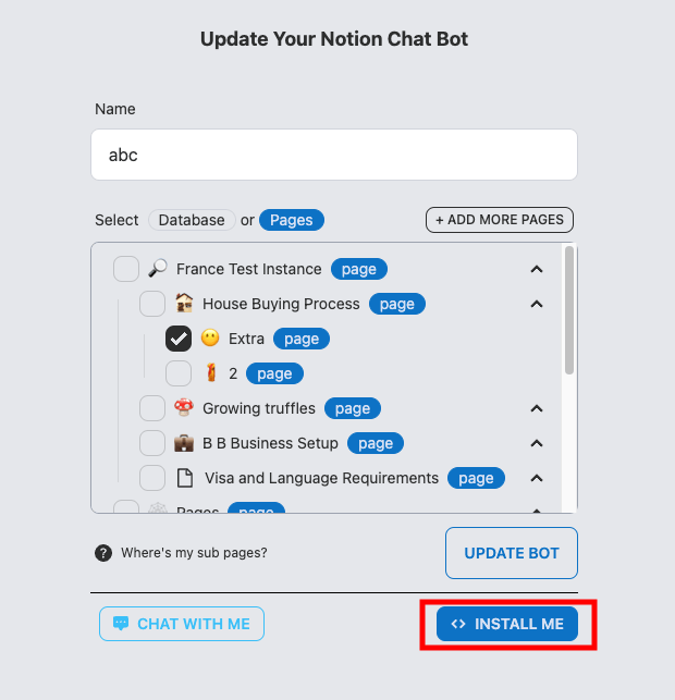 Click Lexy&#39;s Install me after creating a bot